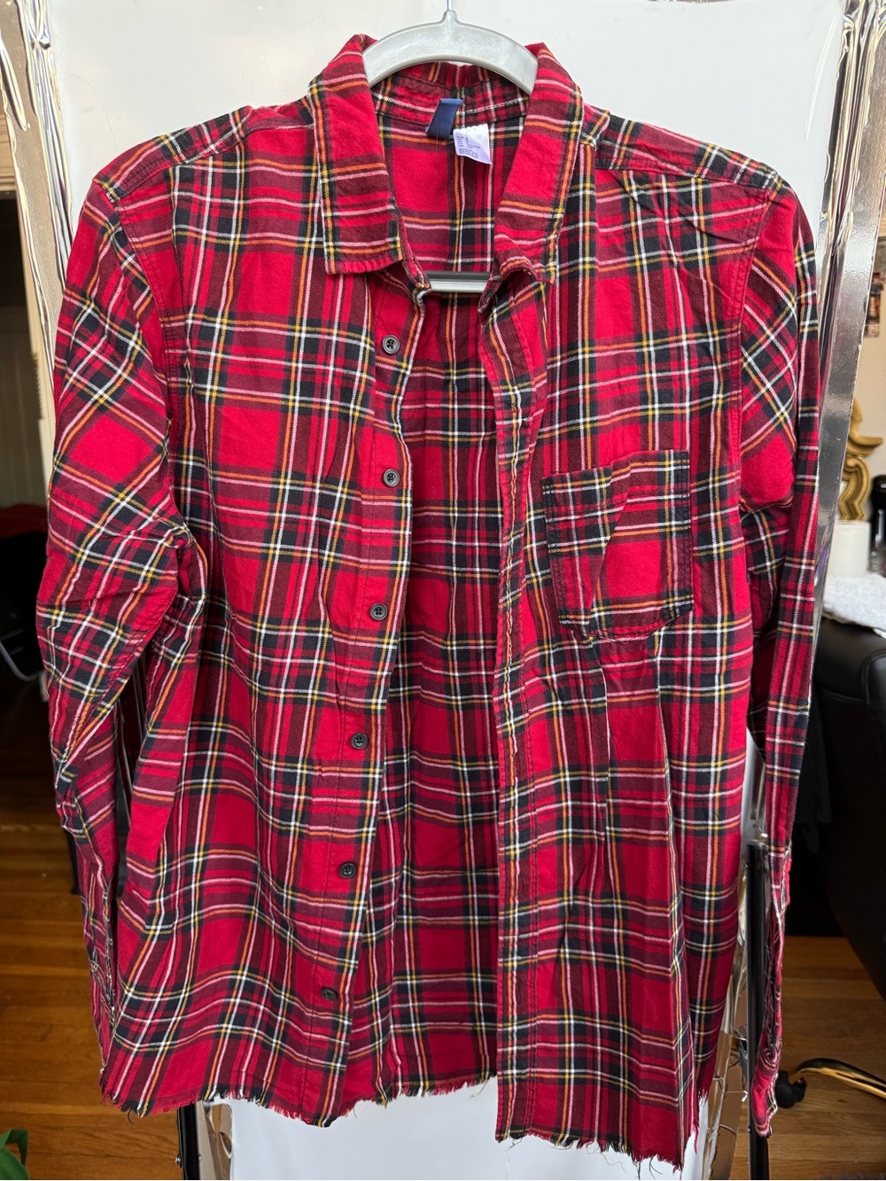 H&M Red Plaid Button-Down Shirt